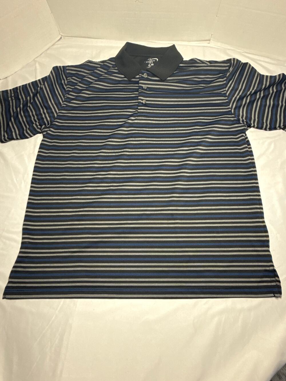 Champions Tour Mens XL Golf Polo Shirt Blue Striped Lightweight Performance